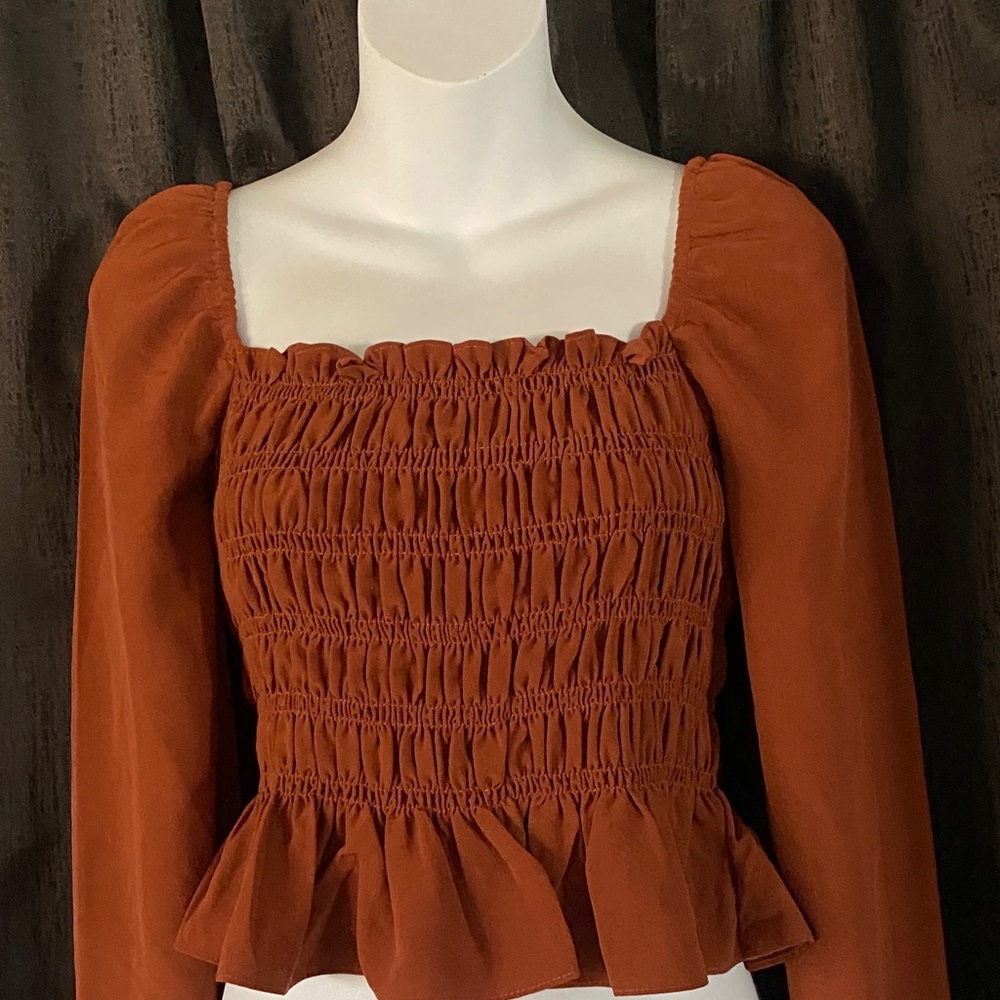 Le Lis Terracotta Smocked Blouse